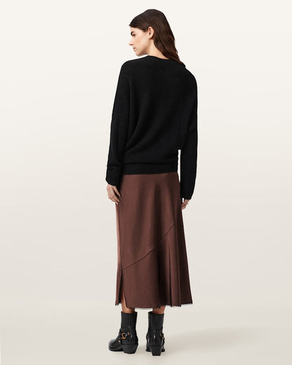 AllSaints Darya Bias Cut Maxi Skirt Women's Bitter Brown Women's