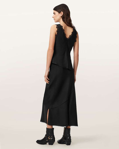 AllSaints Darya Bias Cut Maxi Skirt Women's Bitter Brown Women's