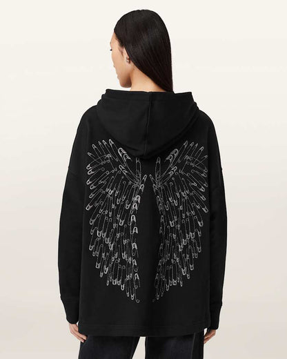 AllSaints Pins Oversized Ettienne Hoodie Women's Black Women's