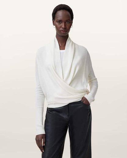 AllSaints Wasson Pirate Lightweight Merino Cardigan Women's Chalk White Women's
