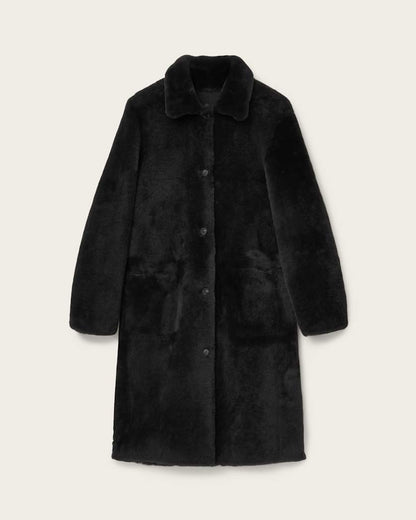 AllSaints Serra Reversible Shearling Coat Women's Conker Brown Women's