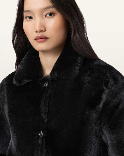 AllSaints Serra Reversible Shearling Coat Women's Conker Brown Women's