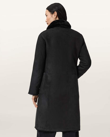 AllSaints Serra Reversible Shearling Coat Women's Conker Brown Women's