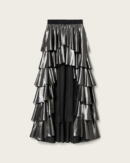 AllSaints Cavarly Metallic Maxi Skirt Women's Metallic Silver Women's