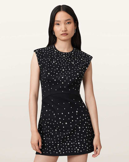 AllSaints Tamara Embellished Mini Dress Women's Black Women's