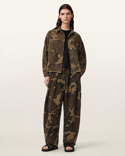 AllSaints Hettie Oversized Camo Shacket Women's Camo Green Women's