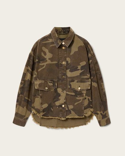 AllSaints Hettie Oversized Camo Shacket Women's Camo Green Women's