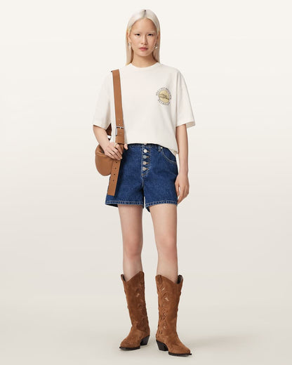 AllSaints Sun City Etta Oversized Graphic T Shirt Women's Egret White Women's