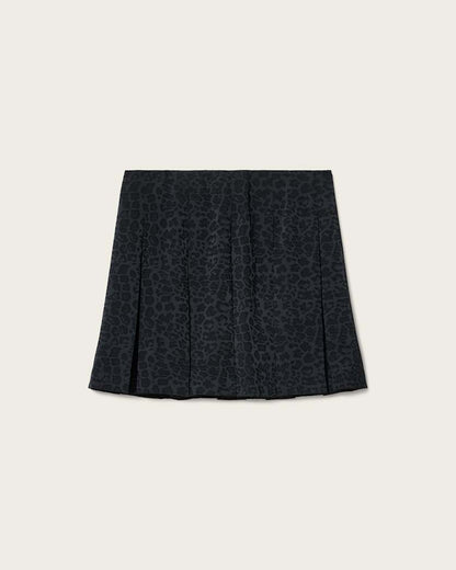AllSaints Viola Leopard Print Pleated Mini Skirt Women's Leppo Black Women's
