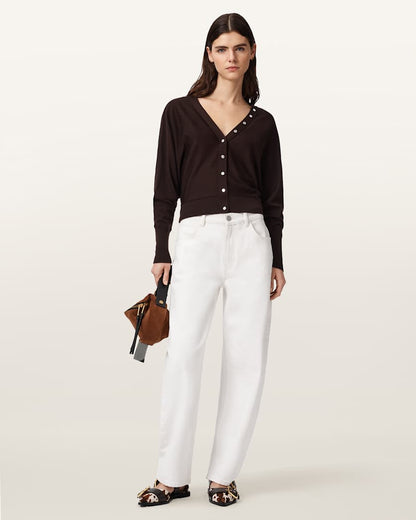 AllSaints Honor V Neck Merino Cardigan Women's Bottle Brown Women's