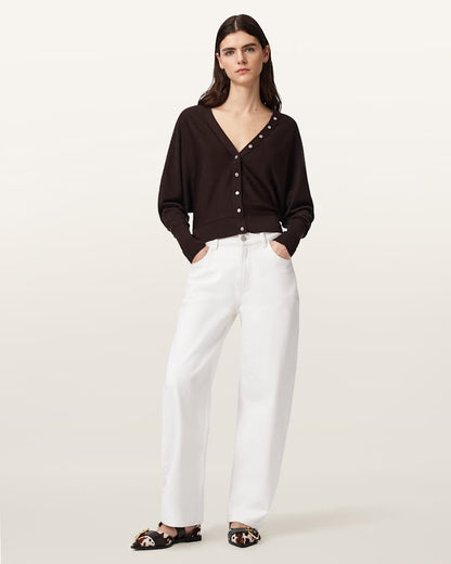 AllSaints Honor V Neck Merino Cardigan Women's Bottle Brown Women's
