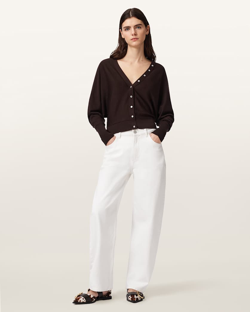 AllSaints Honor V Neck Merino Cardigan Women's Bottle Brown Women's