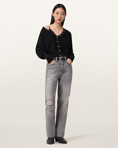 AllSaints Honor V Neck Merino Cardigan Women's Bottle Brown Women's