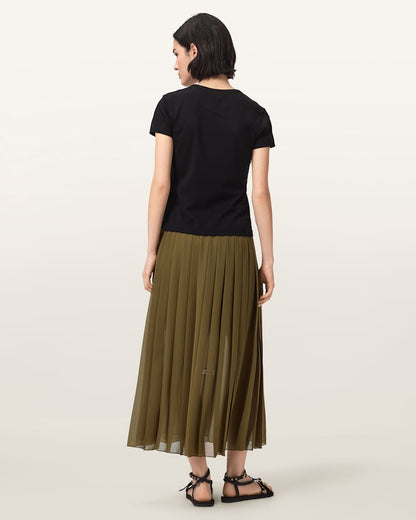 AllSaints Clover Wrap Maxi Skirt Women's Khaki Green Women's