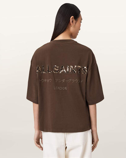 AllSaints Amelie Oversized Underground T Shirt Women's Bitter Brown Women's