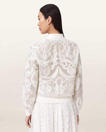 AllSaints Jade Embellished Bomber Jacket Women's White Women's