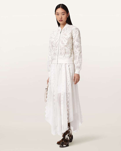 AllSaints Jade Embellished Bomber Jacket Women's White Women's