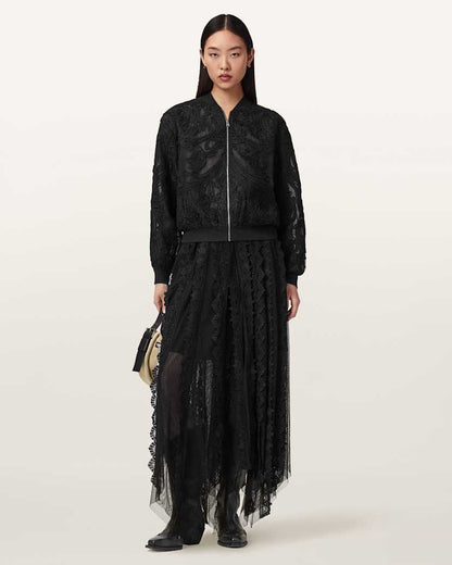 AllSaints Jade Embroidered Bomber Jacket Women's Black Women's