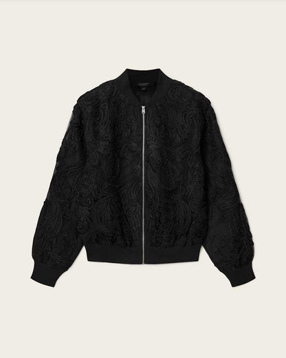 AllSaints Jade Embroidered Bomber Jacket Women's Black Women's