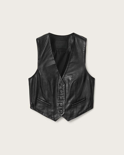 AllSaints Arla Sleeveless Leather Vest Women's Antique White Women's