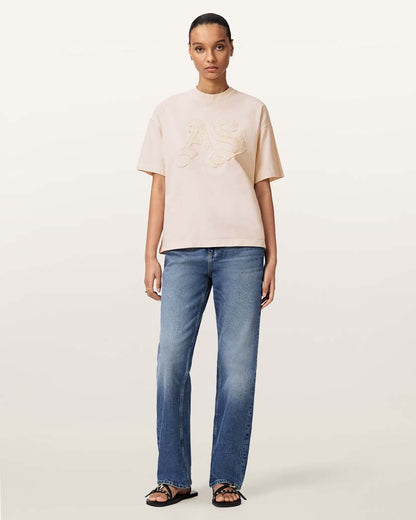 AllSaints Insignia Oversized Etta T Shirt Women's Crystal Pink Women's