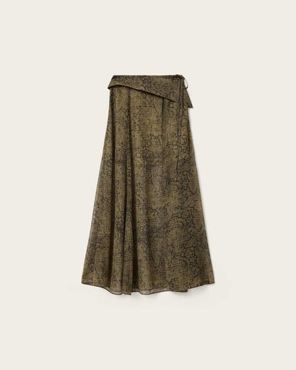 AllSaints Sali Mesh Maxi Skirt Women's Sirius Gold Black Women's