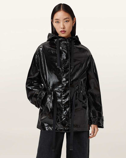 AllSaints Kelsie Shine Hooded Jacket Women's Black Women's
