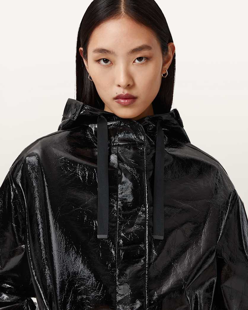 AllSaints Kelsie Shine Hooded Jacket Women's Black Women's