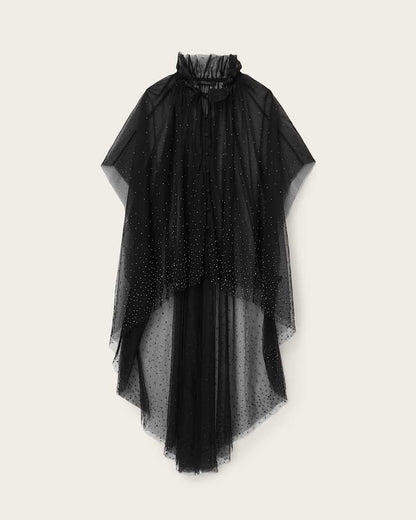 AllSaints Sez Embellished Tulle Cape Women's Black Women's