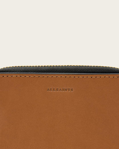 AllSaints Lena Hex Zip Up Leather Wallet Women's Sepia Brown Women's