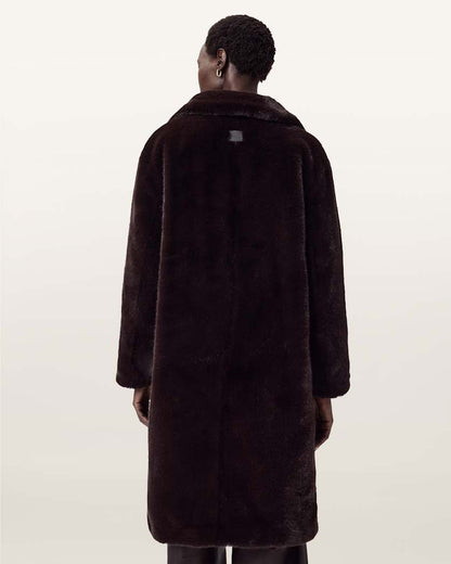 AllSaints Sora Faux Fur Coat Women's Chocolate Brown Women's