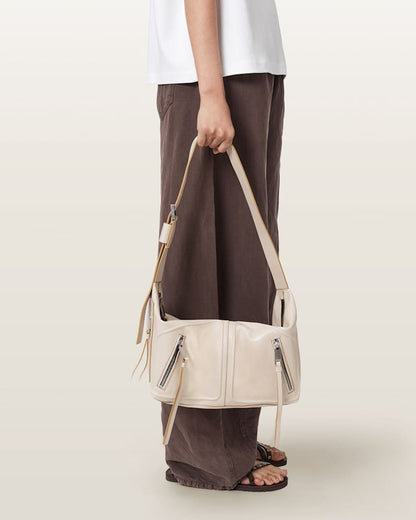 AllSaints Jean Rey Leather Shoulder Bag Women's Gypsum White Women's