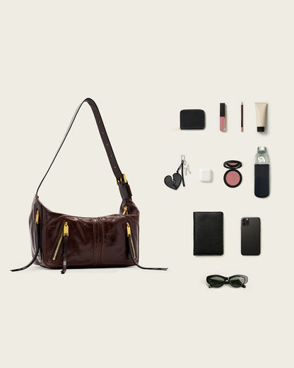 AllSaints Jean Rey Leather Shoulder Bag Women's Cognac Brown Women's