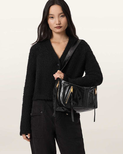AllSaints Jean Rey Leather Shoulder Bag Women's Black Women's
