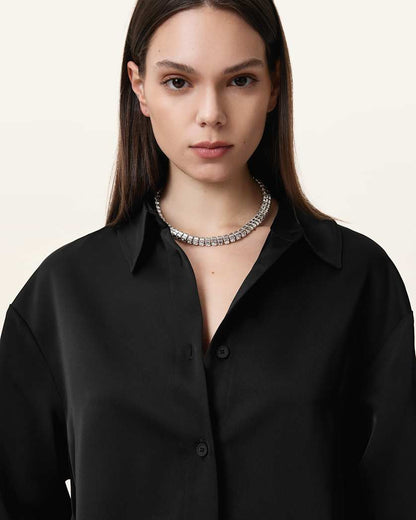 AllSaints Gia Crystal Chain Necklace Women's Warm Silver Women's
