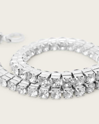 AllSaints Gia Crystal Chain Necklace Women's Warm Silver Women's