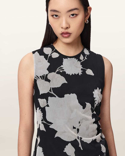 AllSaints Riley Slim Fit Floral Mini Dress Women's Fleurz Black Women's