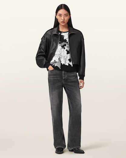 AllSaints Crystal Anna Floral T Shirt Women's Black Women's