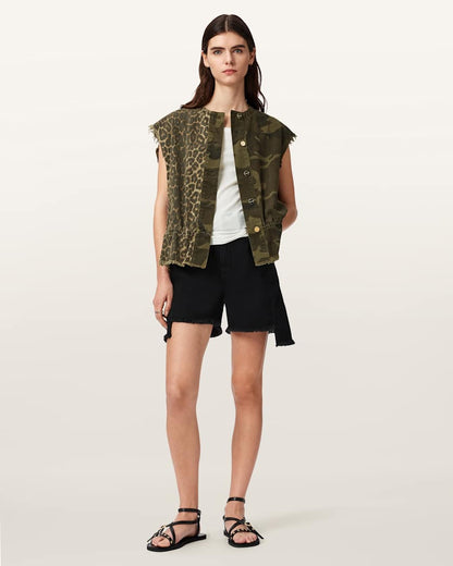 AllSaints Sofi Camo Leopard Print Vest Women's Camo Leppo Green Women's
