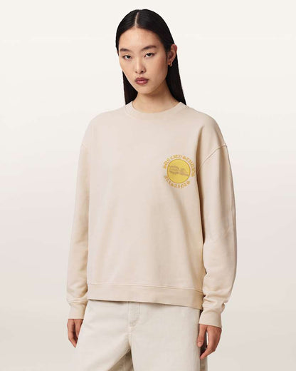AllSaints Sun City Etta Oversized Cotton Sweatshirt Women's Birch White Women's
