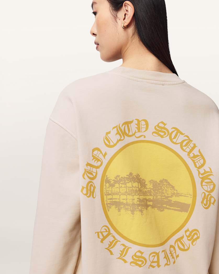 AllSaints Sun City Etta Oversized Cotton Sweatshirt Women's Birch White Women's