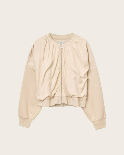 AllSaints Mirri Jersey Bomber Jacket Women's Tofu White Women's