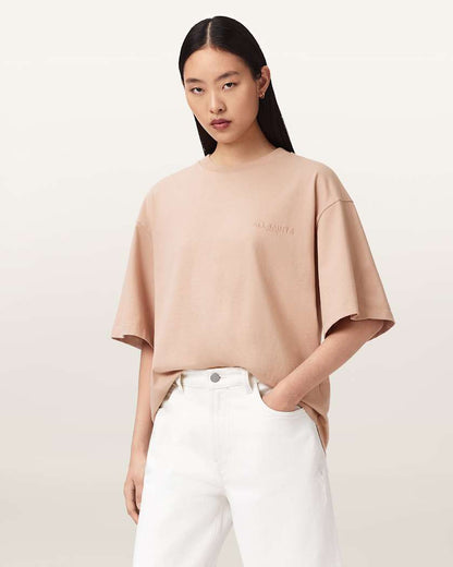AllSaints Covenant Amelie Oversized T Shirt Women's Dusty Pink Women's