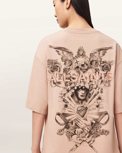 AllSaints Covenant Amelie Oversized T Shirt Women's Dusty Pink Women's