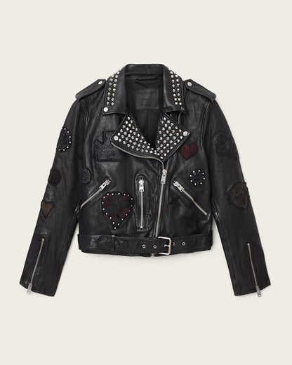 AllSaints College Leather Biker Jacket Women's Black Women's