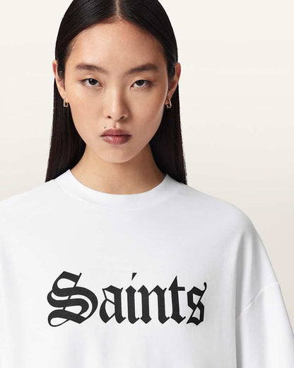 AllSaints Saint Amelie Oversized T Shirt Women's Optic White Women's