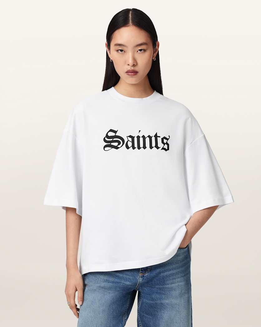 AllSaints Saint Amelie Oversized T Shirt Women's Optic White Women's