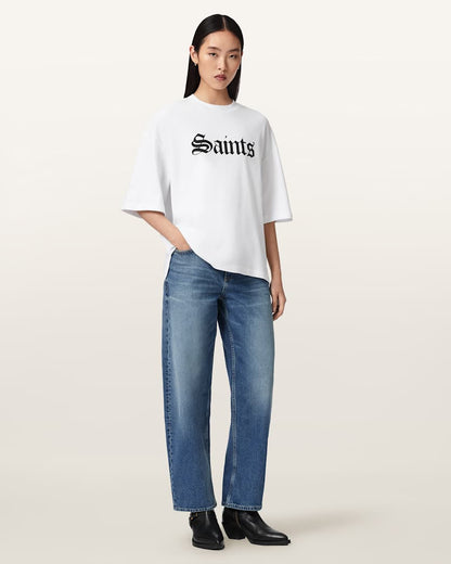 AllSaints Saint Amelie Oversized T Shirt Women's Optic White Women's