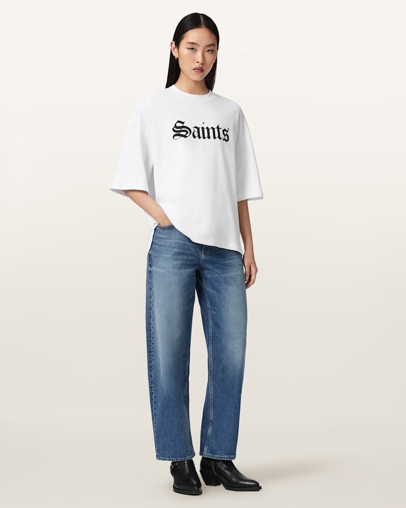 AllSaints Saint Amelie Oversized T Shirt Women's Optic White Women's