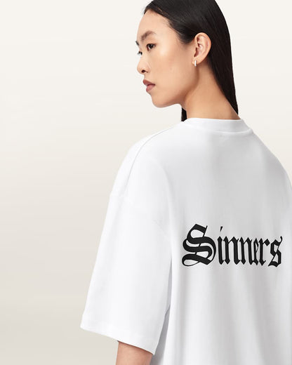 AllSaints Saint Amelie Oversized T Shirt Women's Optic White Women's